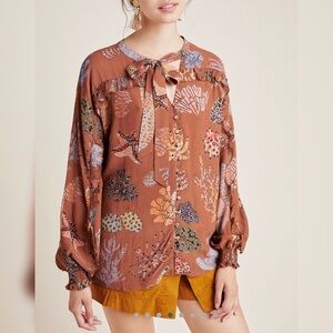 Blank Anthropologie Imogen Button Down Blouse Sz M Nwt